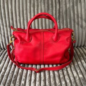 Fossil Cherry Red Erin Boston Style Bag